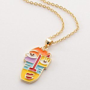 Multicolor Face Necklace/ Abstract Necklace